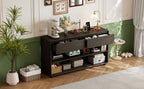 TREXM Console Table for Entryway, Vintage Entryway Table with Drawers and Shelves, Perfect Console Tables with Storage for Entryway, Hallway, Living Room (Espresso)
