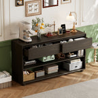 TREXM Console Table for Entryway, Vintage Entryway Table with Drawers and Shelves, Perfect Console Tables with Storage for Entryway, Hallway, Living Room (Espresso)