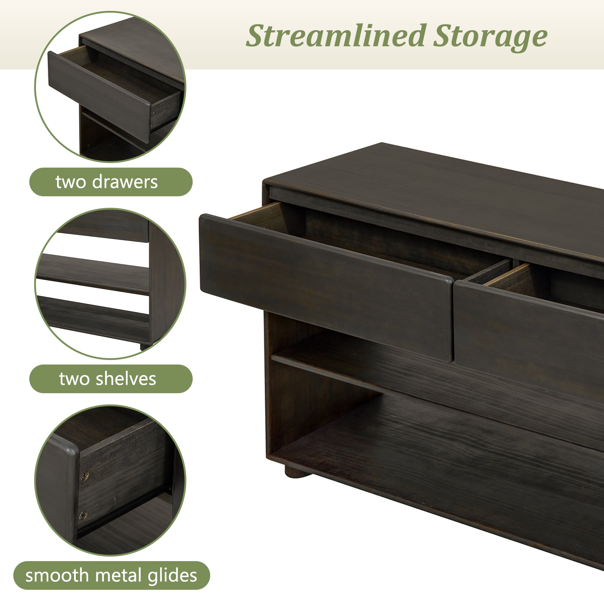 TREXM Console Table for Entryway, Vintage Entryway Table with Drawers and Shelves, Perfect Console Tables with Storage for Entryway, Hallway, Living Room (Espresso)