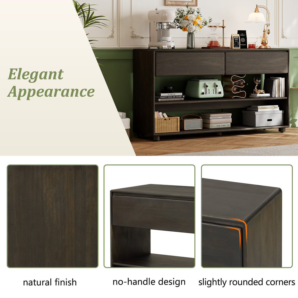 TREXM Console Table for Entryway, Vintage Entryway Table with Drawers and Shelves, Perfect Console Tables with Storage for Entryway, Hallway, Living Room (Espresso)