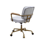 Elegant Vintage White Top Grain Leather Office Chair.