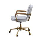 Elegant Vintage White Top Grain Leather Office Chair.