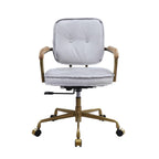 Elegant Vintage White Top Grain Leather Office Chair.