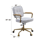 Elegant Vintage White Top Grain Leather Office Chair.