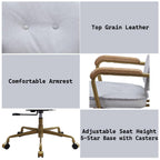 Elegant Vintage White Top Grain Leather Office Chair.