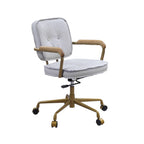 Elegant Vintage White Top Grain Leather Office Chair.
