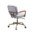 Elegant Vintage White Top Grain Leather Office Chair.