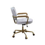 Elegant Vintage White Top Grain Leather Office Chair.