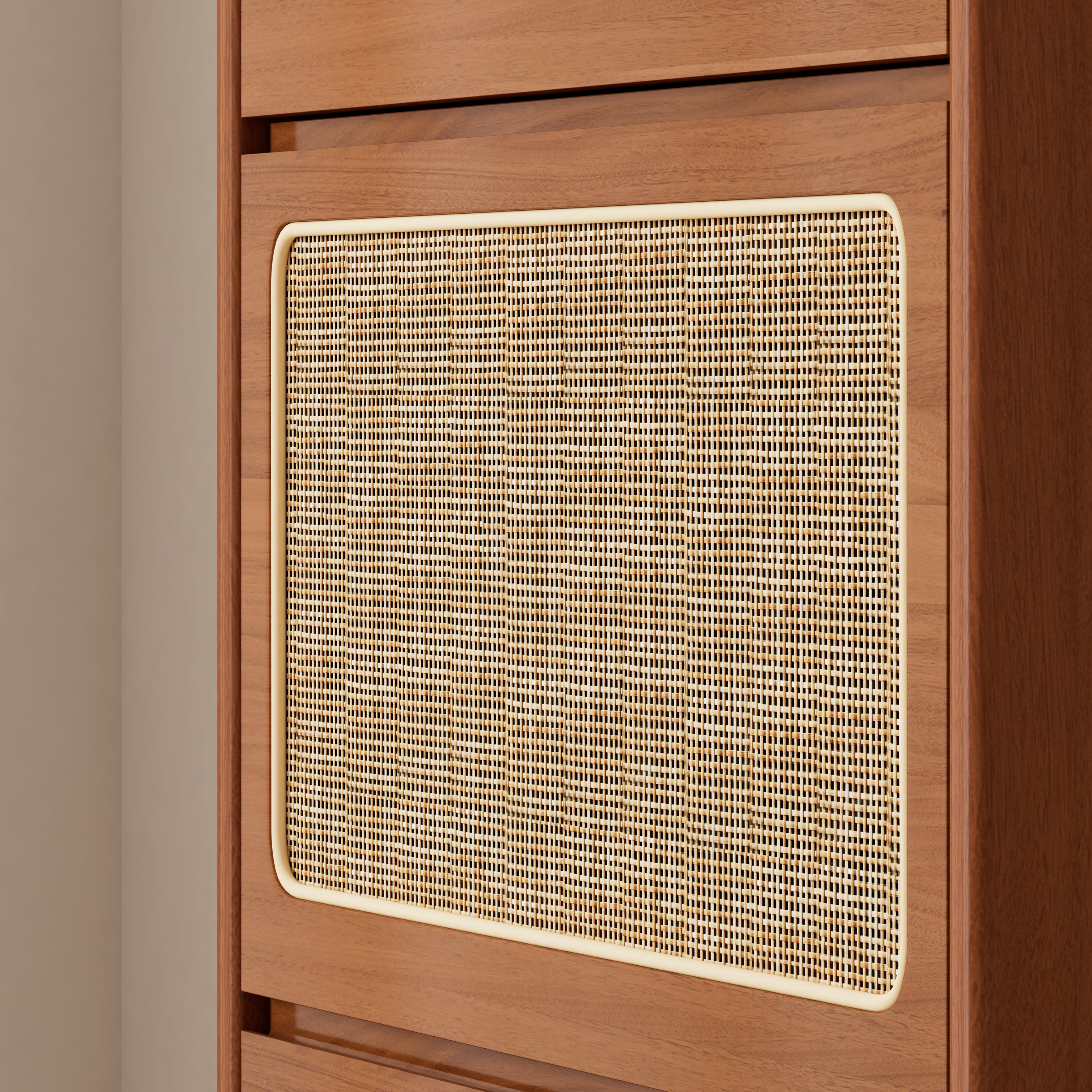 Rattan Shoe Cabinet for Entryway, Free Standing Shoe Rack with 3 Flip Drawers & Black Pegboard, Hidden Narrow Shoe Cabinet for Entrance Hallway, 24.88"W x 7.88" D x 65"H