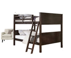 Transitional Style Full Over Full Bunk Bed With Footboard Ladder, Walnut