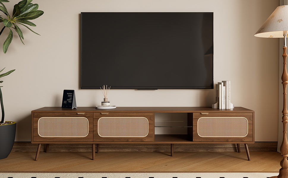 78' TV Stand for 75/80/85 inch TV, Console with Ample Storage for Living Room, Bedroom, Entertainment Center with Open Shelf