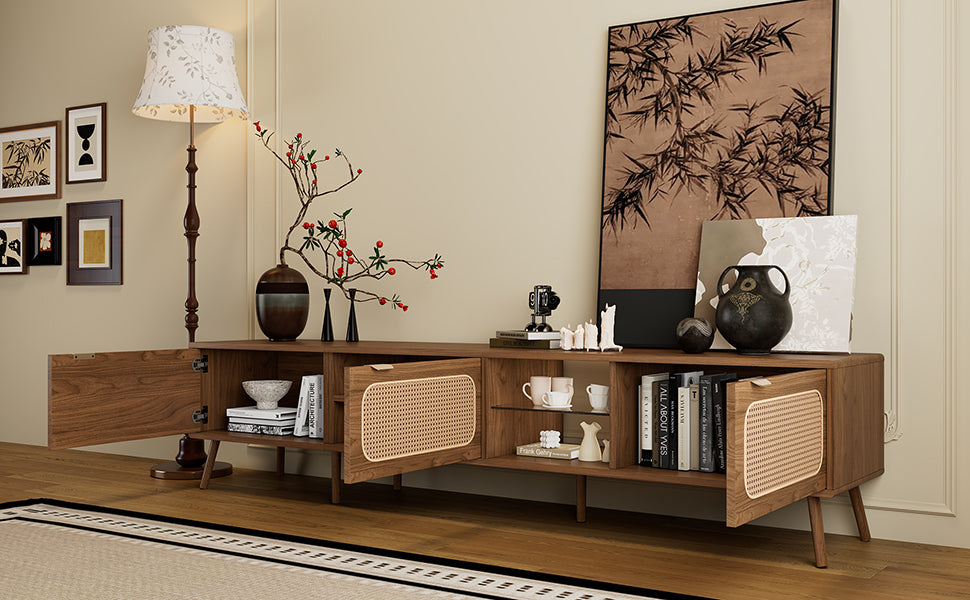 78' TV Stand for 75/80/85 inch TV, Console with Ample Storage for Living Room, Bedroom, Entertainment Center with Open Shelf