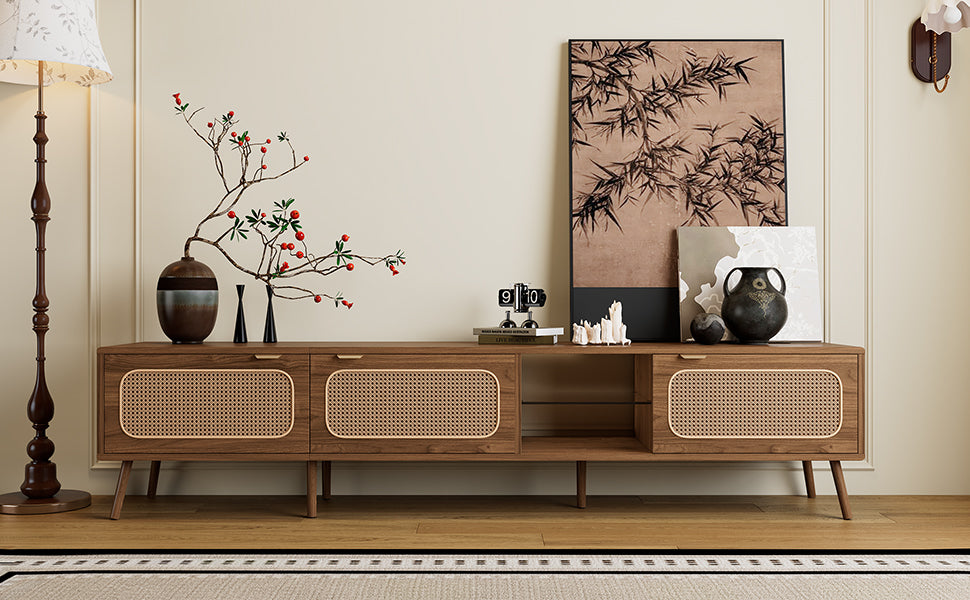 78' TV Stand for 75/80/85 inch TV, Console with Ample Storage for Living Room, Bedroom, Entertainment Center with Open Shelf