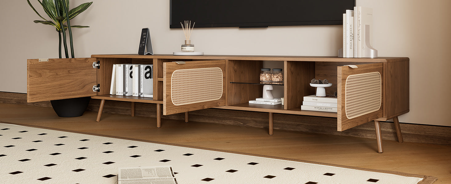 78' TV Stand for 75/80/85 inch TV, Console with Ample Storage for Living Room, Bedroom, Entertainment Center with Open Shelf