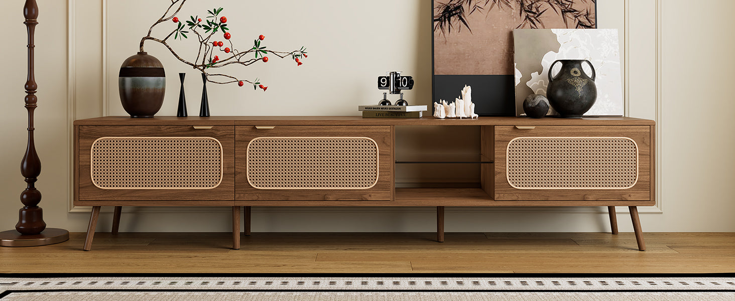 78' TV Stand for 75/80/85 inch TV, Console with Ample Storage for Living Room, Bedroom, Entertainment Center with Open Shelf