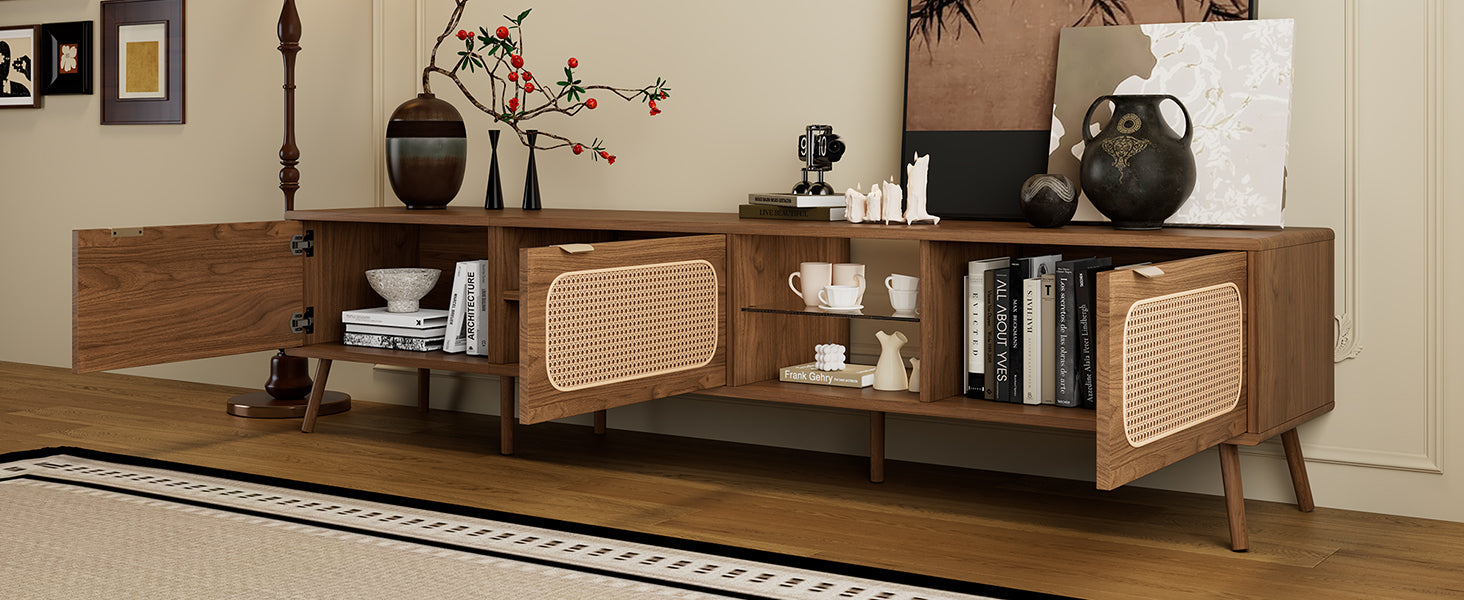 78' TV Stand for 75/80/85 inch TV, Console with Ample Storage for Living Room, Bedroom, Entertainment Center with Open Shelf