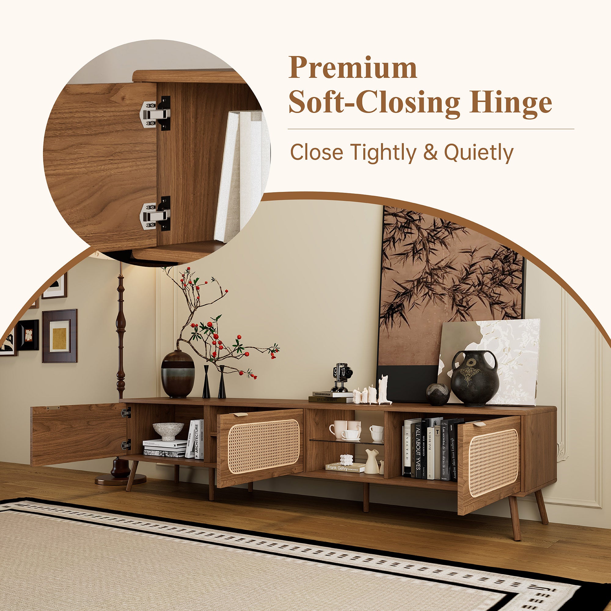 78' TV Stand for 75/80/85 inch TV, Console with Ample Storage for Living Room, Bedroom, Entertainment Center with Open Shelf