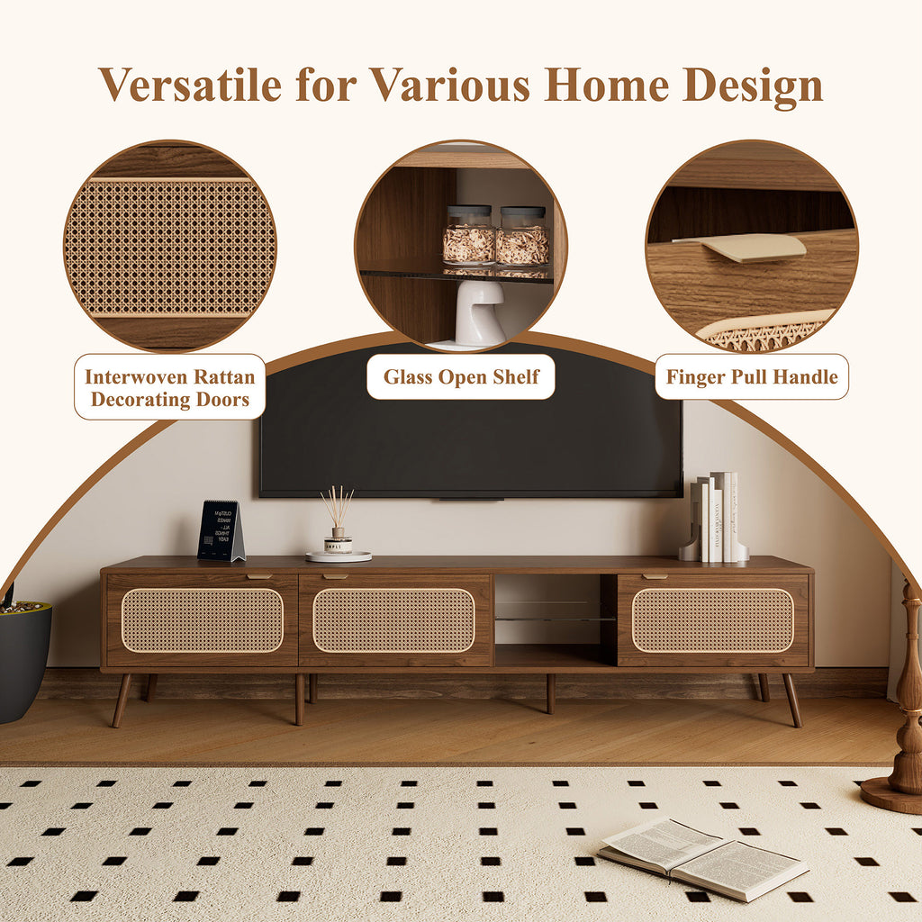 78' TV Stand for 75/80/85 inch TV, Console with Ample Storage for Living Room, Bedroom, Entertainment Center with Open Shelf