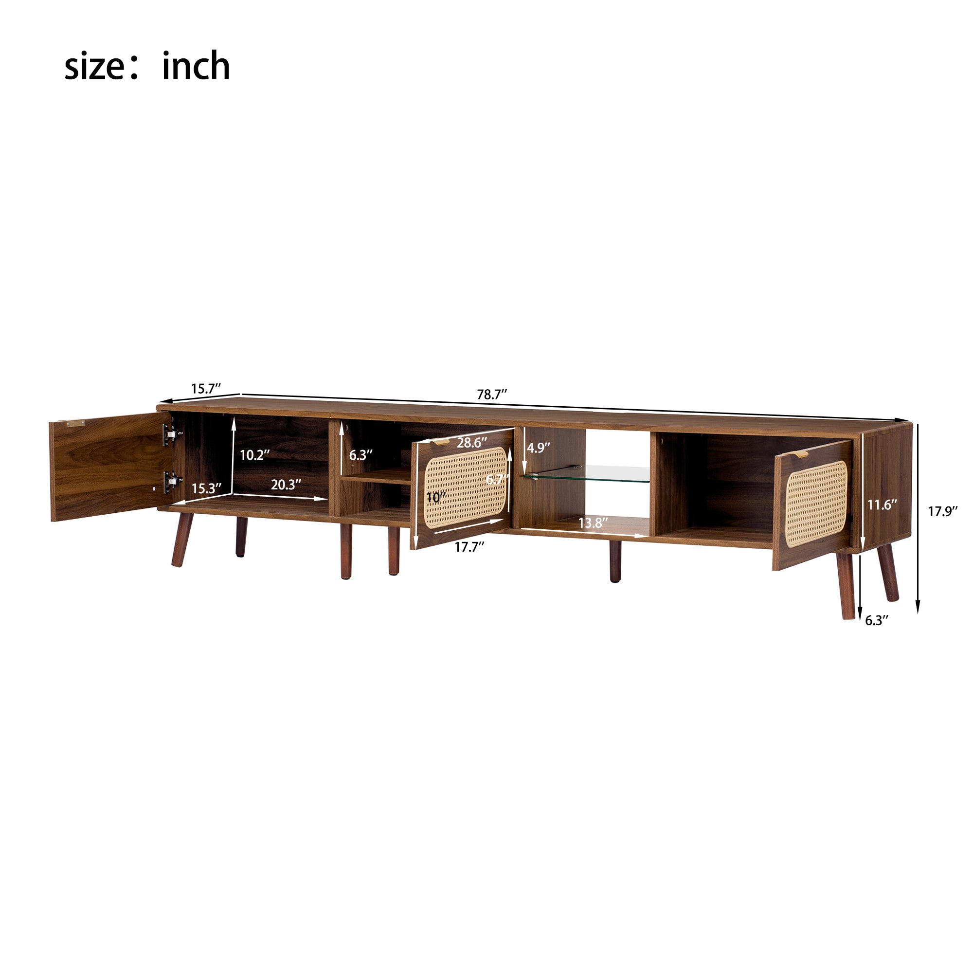 78' TV Stand for 75/80/85 inch TV, Console with Ample Storage for Living Room, Bedroom, Entertainment Center with Open Shelf