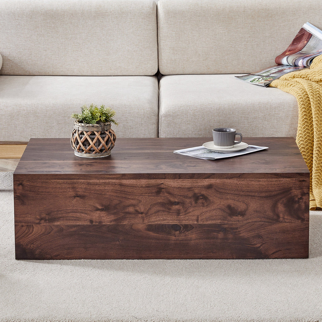 39.3*23.6*12 Inch Walnut Wood Grain MDF Coffee Table - Luxurious Design, Perfect Living Room Accent.Fashion texture design coffee table, suitable for various situations and scenes.W1151P231619 Coffee Table