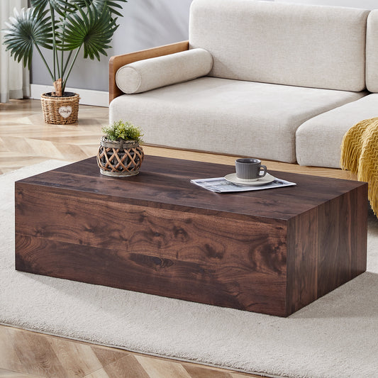 39.3*23.6*12 Inch Walnut Wood Grain MDF Coffee Table - Luxurious Design, Perfect Living Room Accent.Fashion texture design coffee table, suitable for various situations and scenes.W1151P231619 Coffee Table