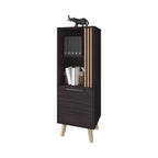 Ac Chin Storage Cabinet with a Door and Open Storage, Wengue + Natural Oak