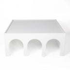 Multifunctional 4-Tier White Book Shelf & Coffee Table for Living Room Bedroom Dining Room Study Entryway, Creative Furniture Floor Bookshelf, Minimalist Organizer Storage Shelves