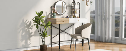 GO 40" Makeup Vanity Desk with 3-Mode Lighted Mirror & Wireless Charging Station , Vanity Table with Drawer & 3 Open Shelves for Ample Storage Space, Dressing Table for Bedroom, White