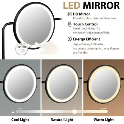 GO 40" Makeup Vanity Desk with 3-Mode Lighted Mirror & Wireless Charging Station , Vanity Table with Drawer & 3 Open Shelves for Ample Storage Space, Dressing Table for Bedroom, White