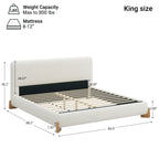 Elegant Boucle Upholstered Bed, A Luxurious and Comfortable Bedroom Centerpiece, King Size, White Bed Frame