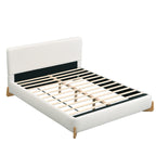 Elegant Boucle Upholstered Bed, A Luxurious and Comfortable Bedroom Centerpiece, King Size, White Bed Frame