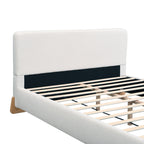 Elegant Boucle Upholstered Bed, A Luxurious and Comfortable Bedroom Centerpiece, King Size, White Bed Frame