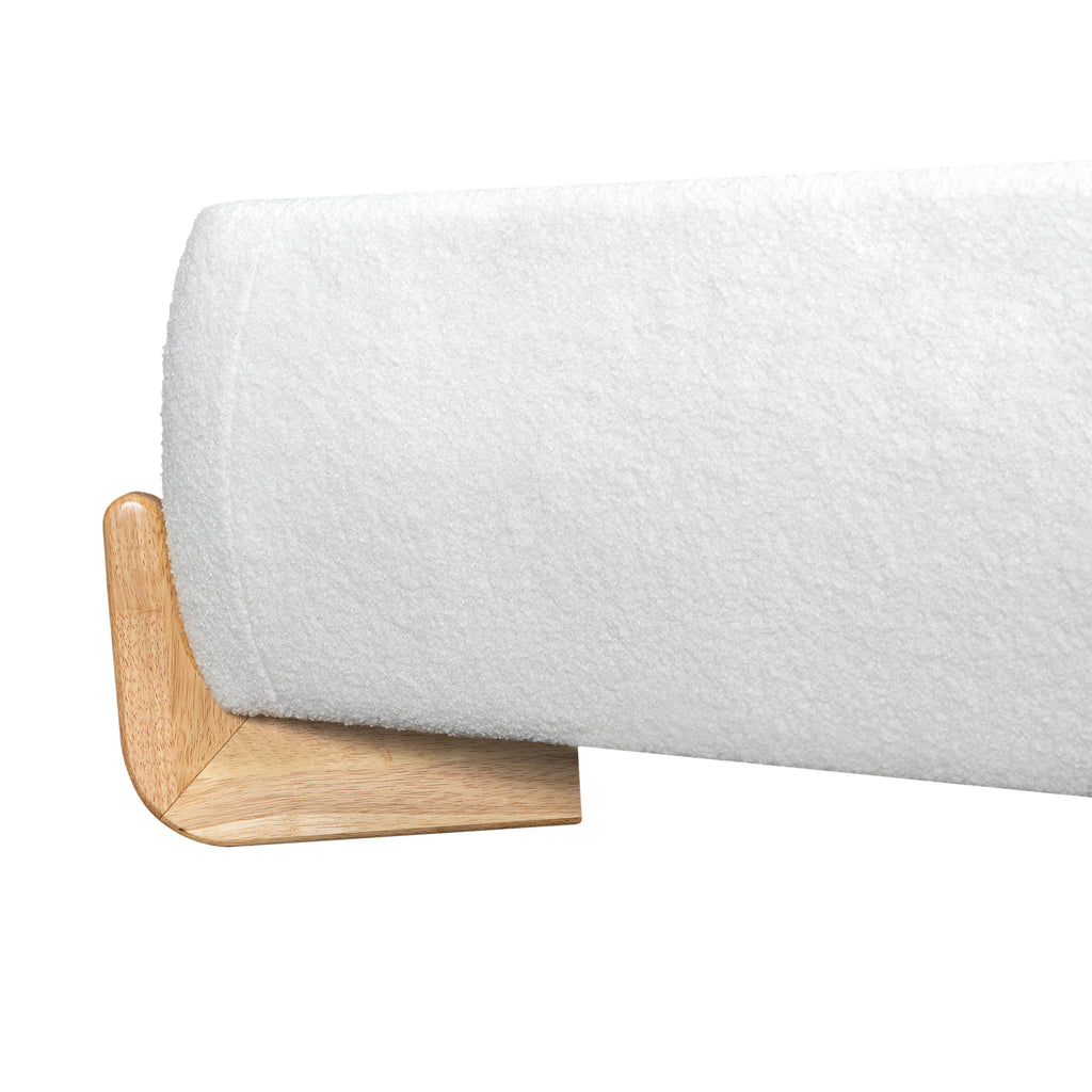 Elegant Boucle Upholstered Bed, A Luxurious and Comfortable Bedroom Centerpiece, King Size, White Bed Frame