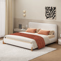 Elegant Boucle Upholstered Bed, A Luxurious and Comfortable Bedroom Centerpiece, King Size, White Bed Frame