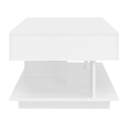 U-Can 41.3''-76.7'' Extendable Coffee Table, Efficient Central Coffee Table with Multiple Storage Compartments, Multifunctional Adjustable Coffee Table with Hidden Storage Space for Living Room