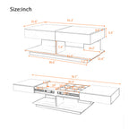 U-Can 41.3''-76.7'' Extendable Coffee Table, Efficient Central Coffee Table with Multiple Storage Compartments, Multifunctional Adjustable Coffee Table with Hidden Storage Space for Living Room