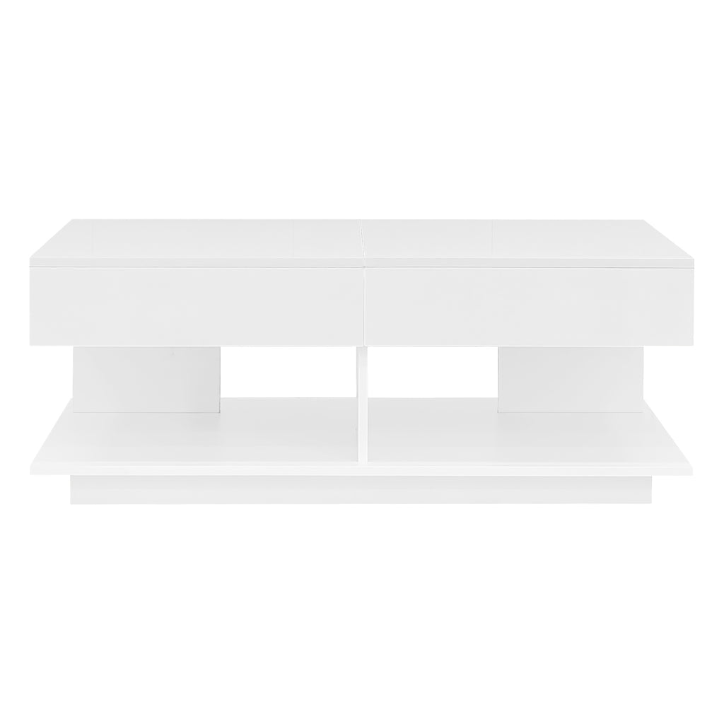 U-Can 41.3''-76.7'' Extendable Coffee Table, Efficient Central Coffee Table with Multiple Storage Compartments, Multifunctional Adjustable Coffee Table with Hidden Storage Space for Living Room