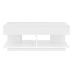 U-Can 41.3''-76.7'' Extendable Coffee Table, Efficient Central Coffee Table with Multiple Storage Compartments, Multifunctional Adjustable Coffee Table with Hidden Storage Space for Living Room