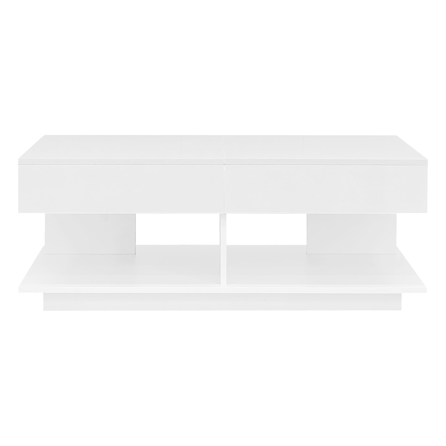 U-Can 41.3''-76.7'' Extendable Coffee Table, Efficient Central Coffee Table with Multiple Storage Compartments, Multifunctional Adjustable Coffee Table with Hidden Storage Space for Living Room