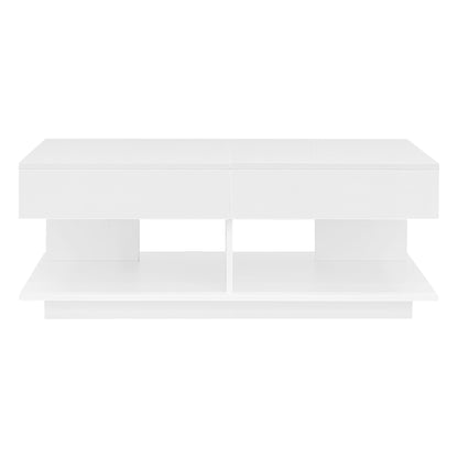 U-Can 41.3''-76.7'' Extendable Coffee Table, Efficient Central Coffee Table with Multiple Storage Compartments, Multifunctional Adjustable Coffee Table with Hidden Storage Space for Living Room