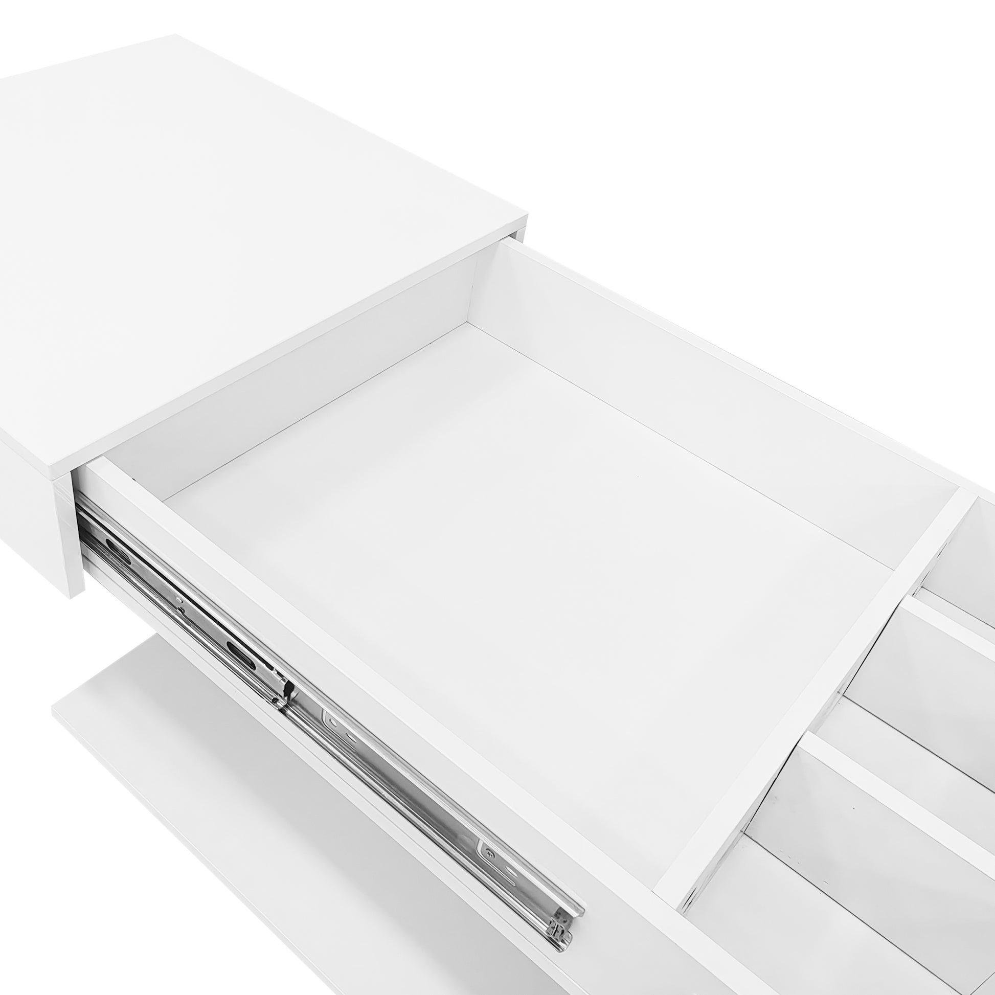 U-Can 41.3''-76.7'' Extendable Coffee Table, Efficient Central Coffee Table with Multiple Storage Compartments, Multifunctional Adjustable Coffee Table with Hidden Storage Space for Living Room