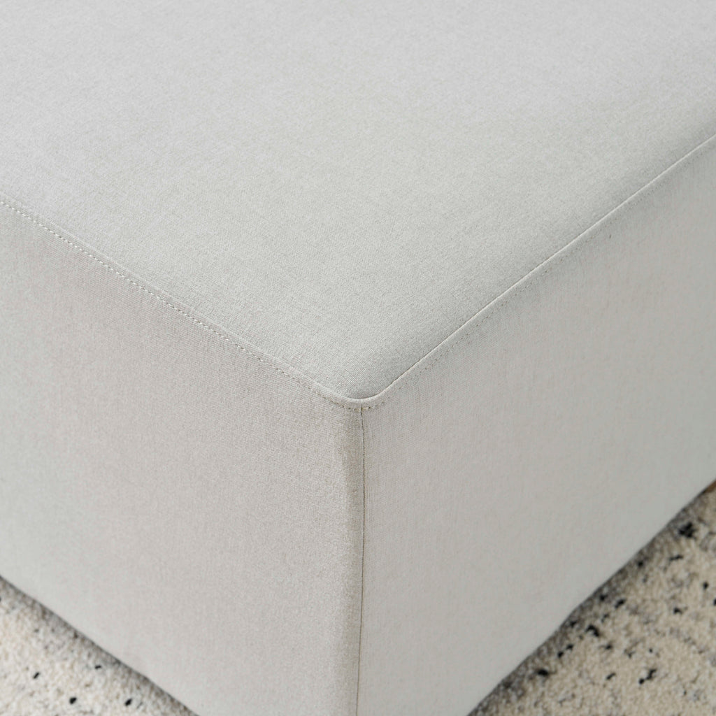 Simple White Long Ottoman, Practical Furniture for Living Room and Bedroom
