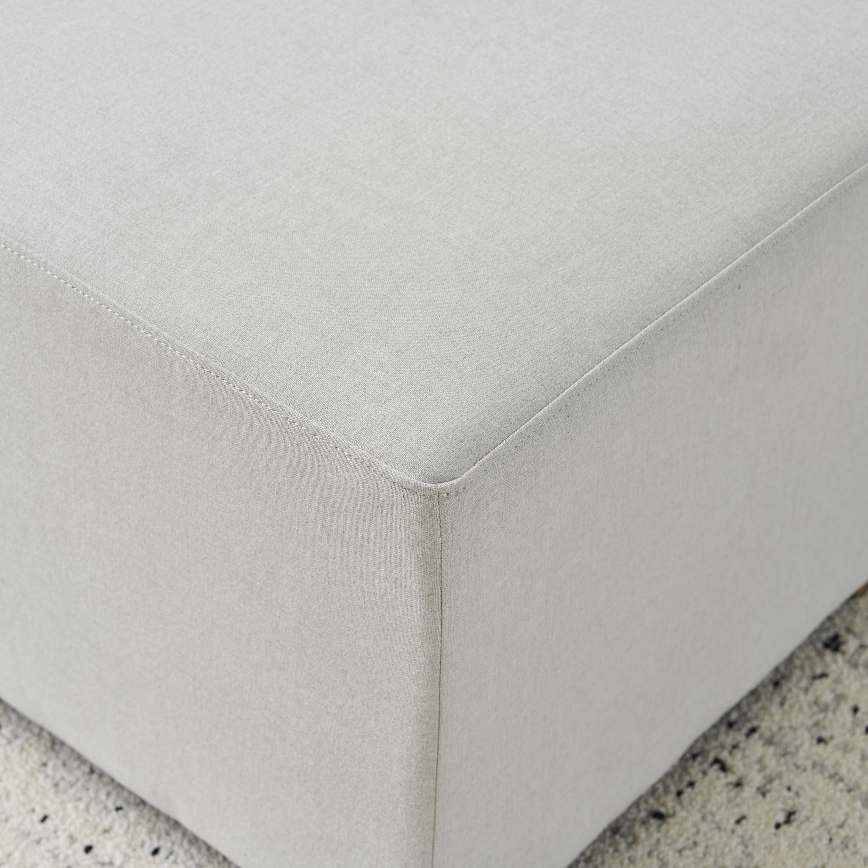 Simple White Long Ottoman, Practical Furniture for Living Room and Bedroom