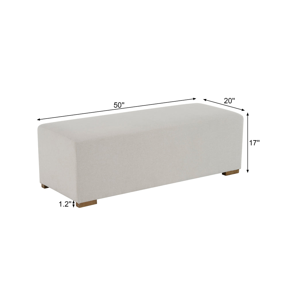 Simple White Long Ottoman, Practical Furniture for Living Room and Bedroom