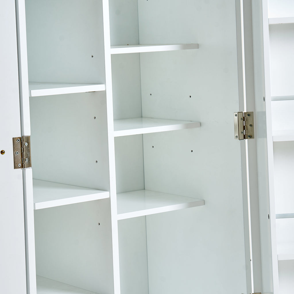 Elegant White MDF Kitchen Pantry with Adjustable Shelves.