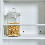 Elegant White MDF Kitchen Pantry with Adjustable Shelves.