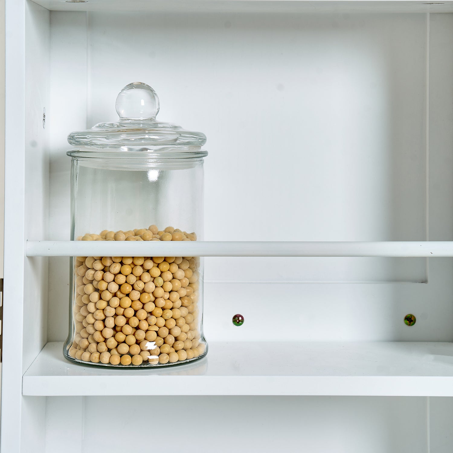Elegant White MDF Kitchen Pantry with Adjustable Shelves.