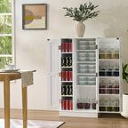 Elegant White MDF Kitchen Pantry with Adjustable Shelves.