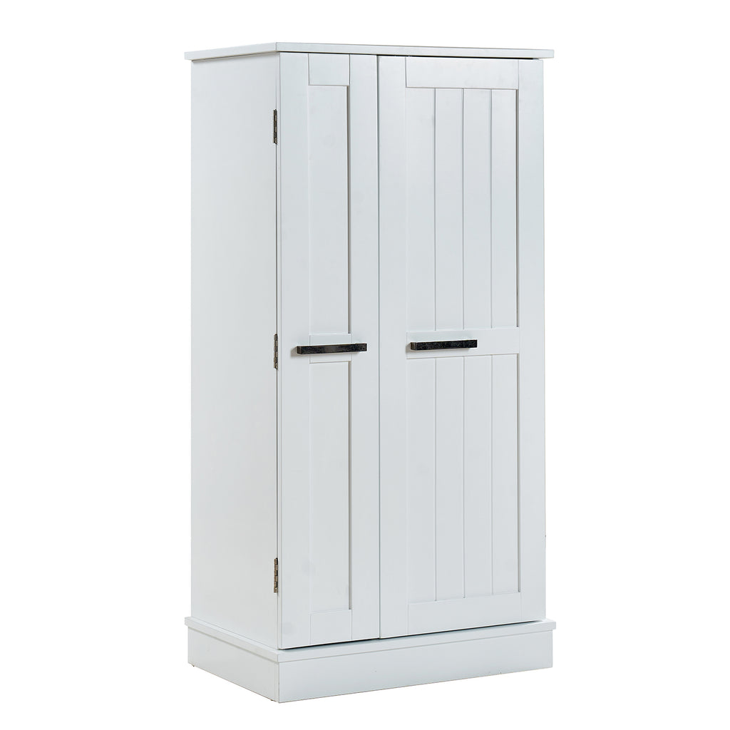 Elegant White MDF Kitchen Pantry with Adjustable Shelves.
