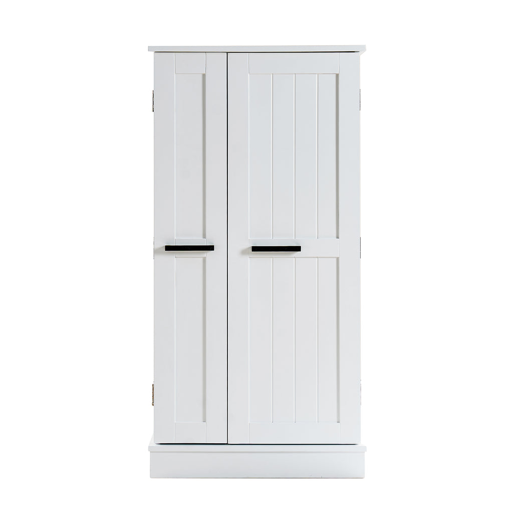 Elegant White MDF Kitchen Pantry with Adjustable Shelves.